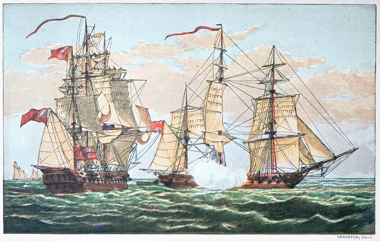 HMS Shannon vs de Amerikaanse Chesapeake in 1813 tijdens de Oorlog van 1812 door American School