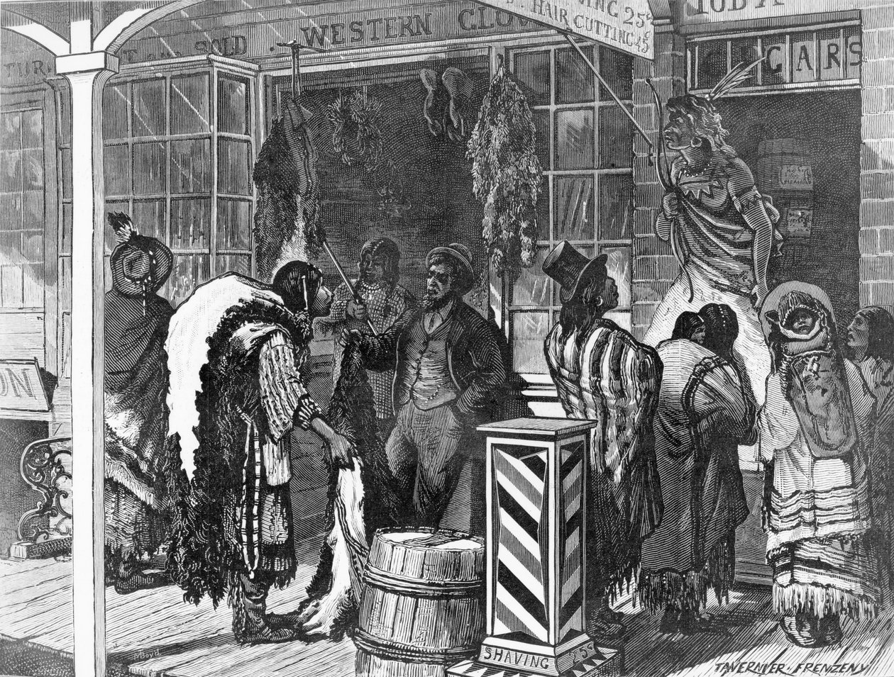Indianen Handelen in een Grensstad, uit 