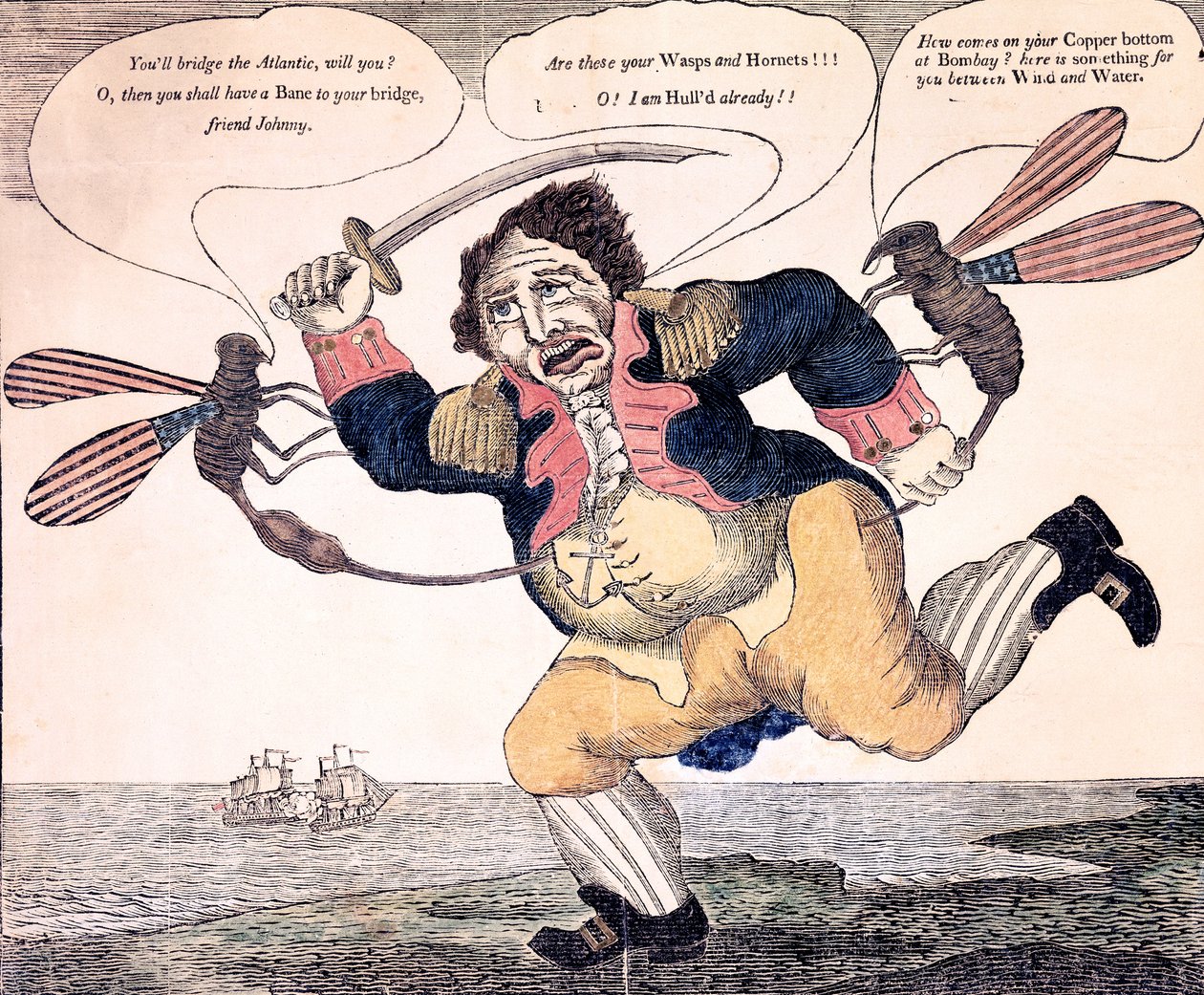 John Bull gestoken tot pijn door de Wesp en Horzel, c.1813 door American School