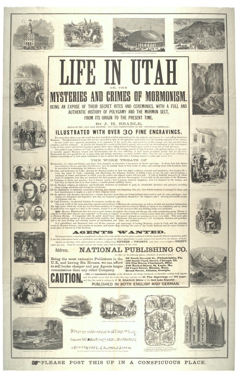 Leven in Utah of de mysteries en misdaden van het mormonisme; een onthulling van hun geheime riten en ceremonies, ca. 1870 door American School