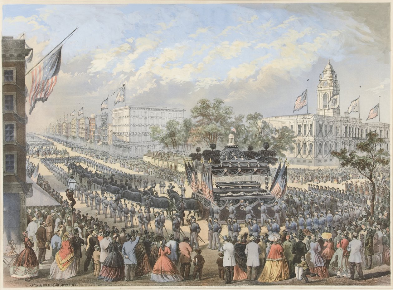 Lincolns begrafenis, 25 april 1865, uitgegeven 1866 door American School