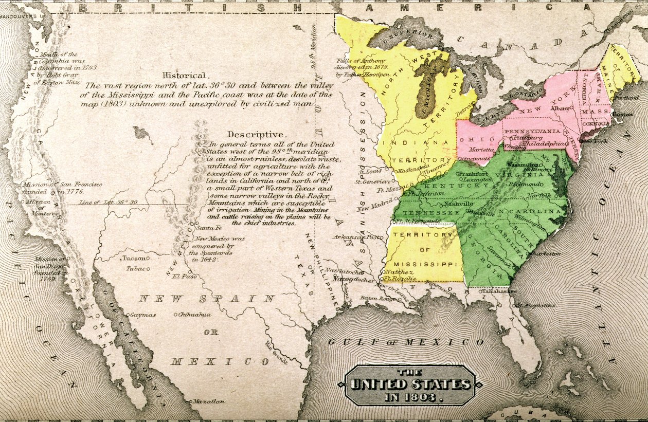 Kaart van de Verenigde Staten in 1803, uit 