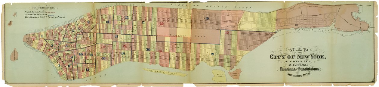 Kaart van de stad New York, met zijn politieke indelingen en onderverdelingen door American School