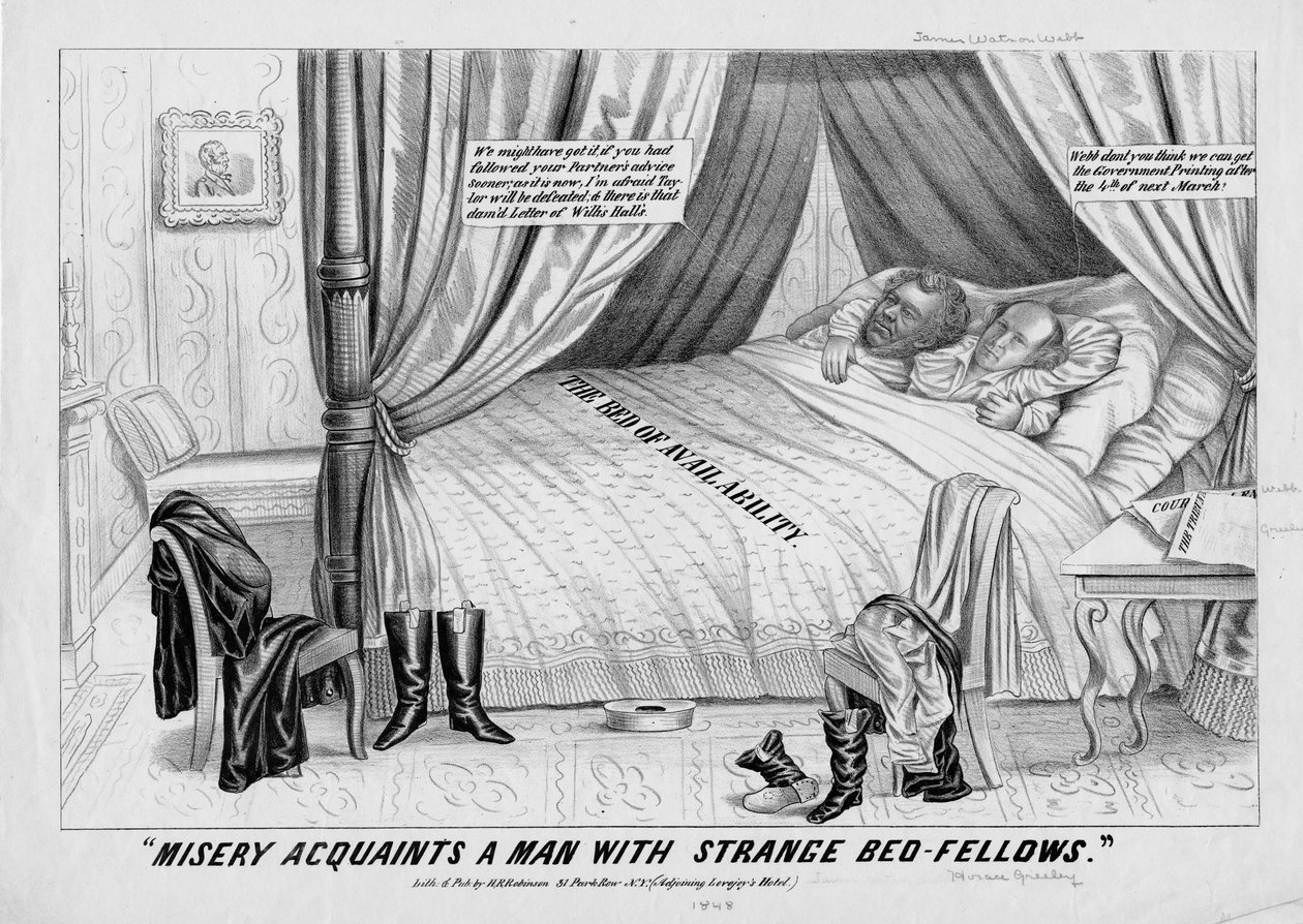 Ellende maakt een man bekend met vreemde bedgenoten, uitgegeven door H R Robinson, New York, 1848 door American School