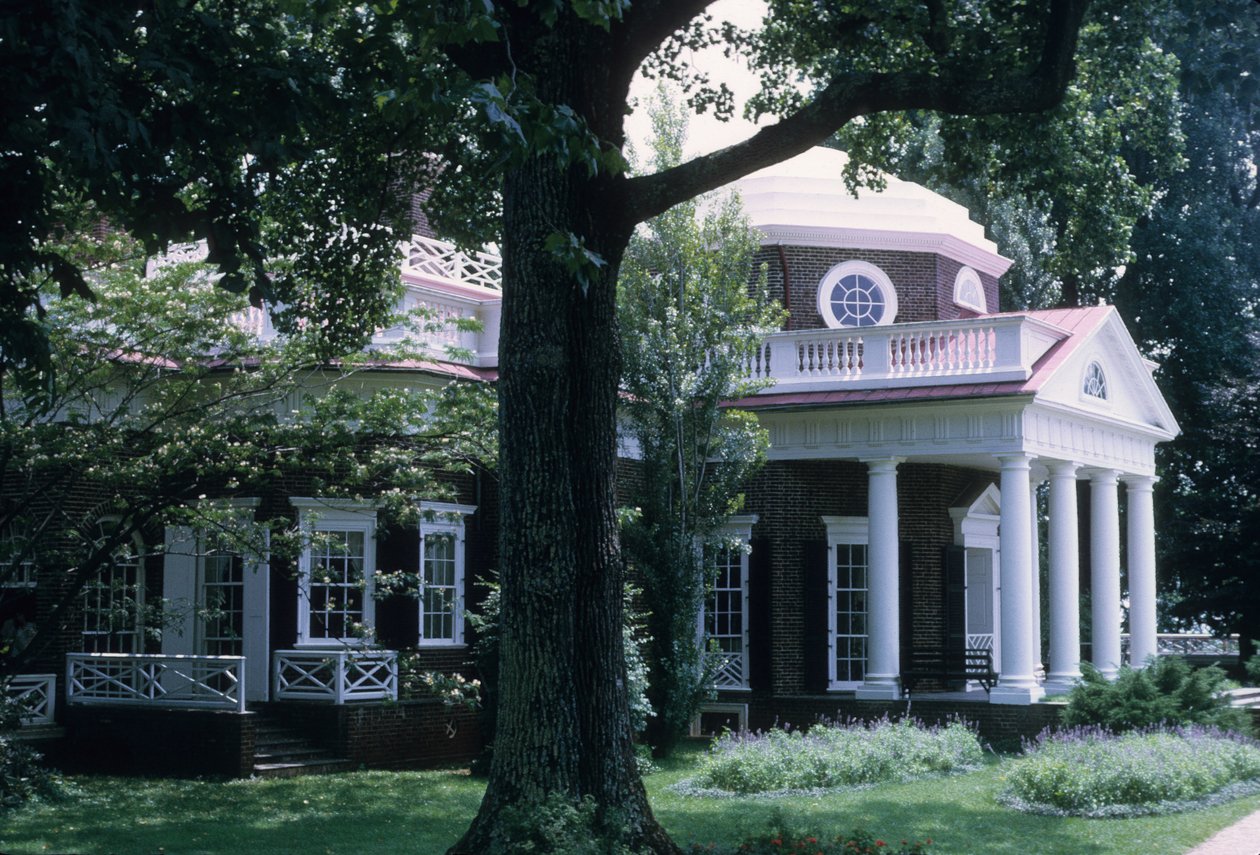 Monticello, ontworpen door Thomas Jefferson door American School