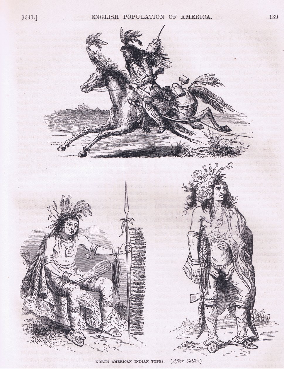 Noord-Amerikaanse indianentypes (1640s), illustratie uit Cassells History of the United States uitgegeven door Petter & Galpin ca. 1890 door American School