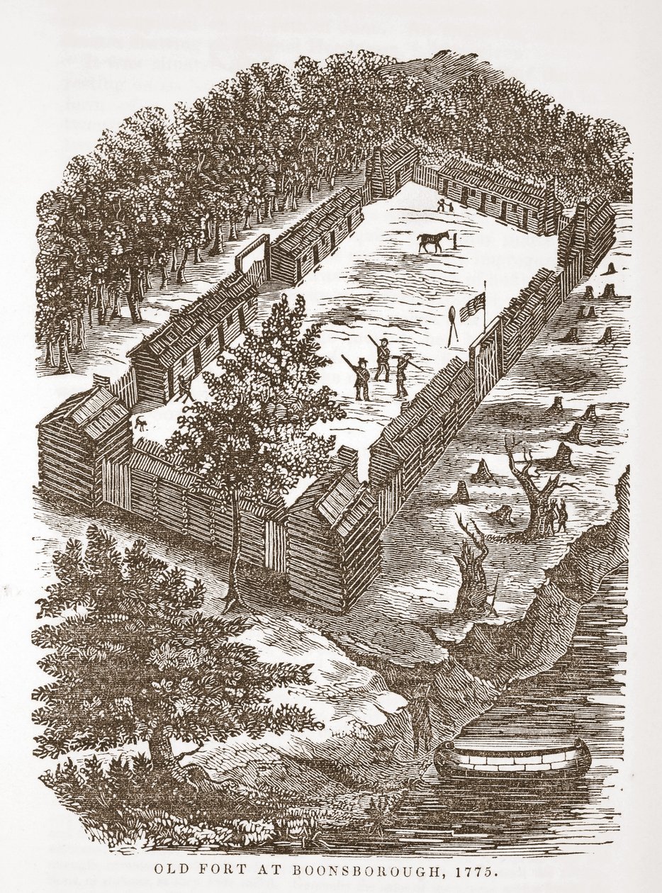 Oude fort in Boonsborough, 1775 door American School