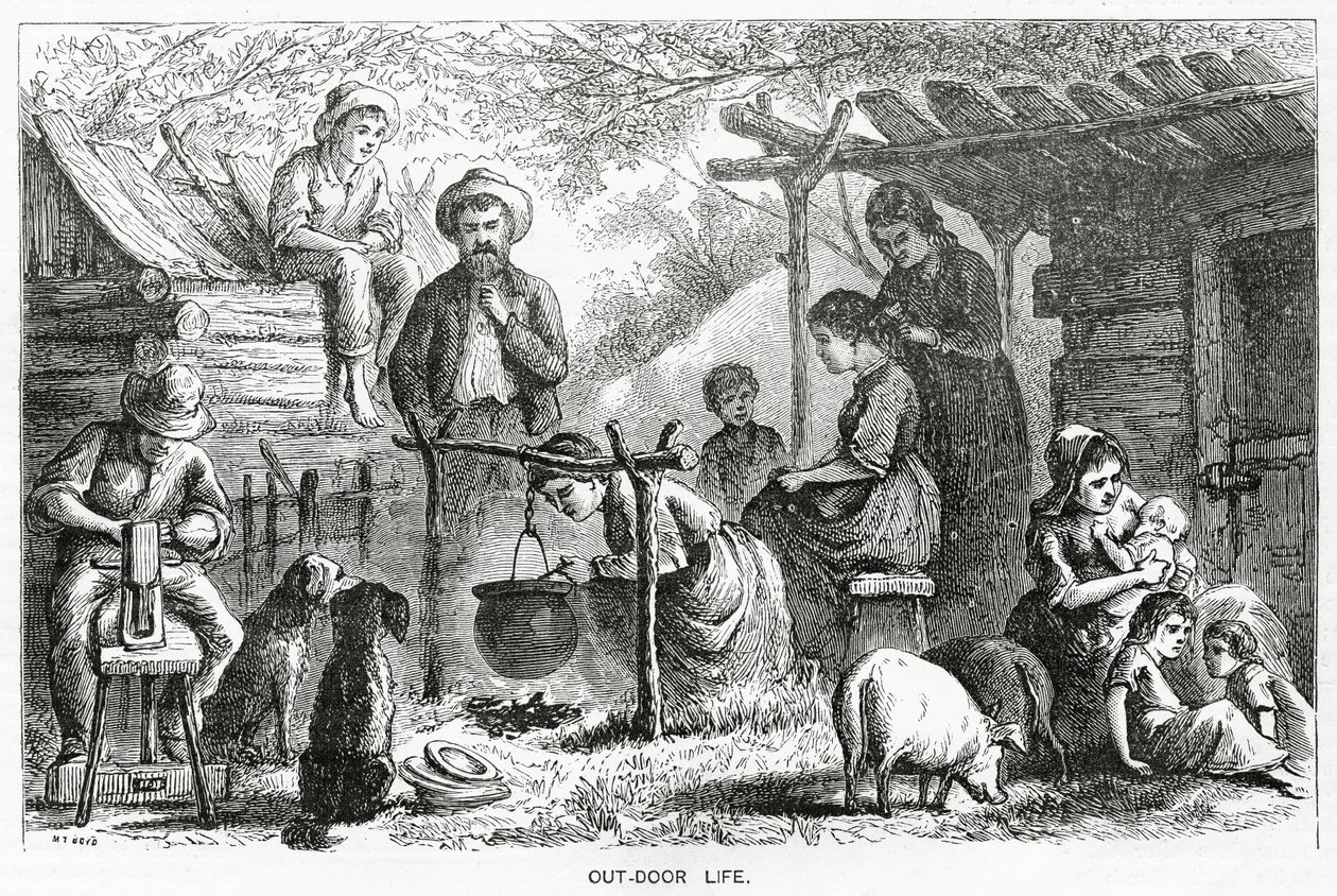 Buitenleven, illustratie voor een verhaal, Een Gemeenschap van Verschoppelingen, uit Appletons Journal, 23 maart 1872 door American School