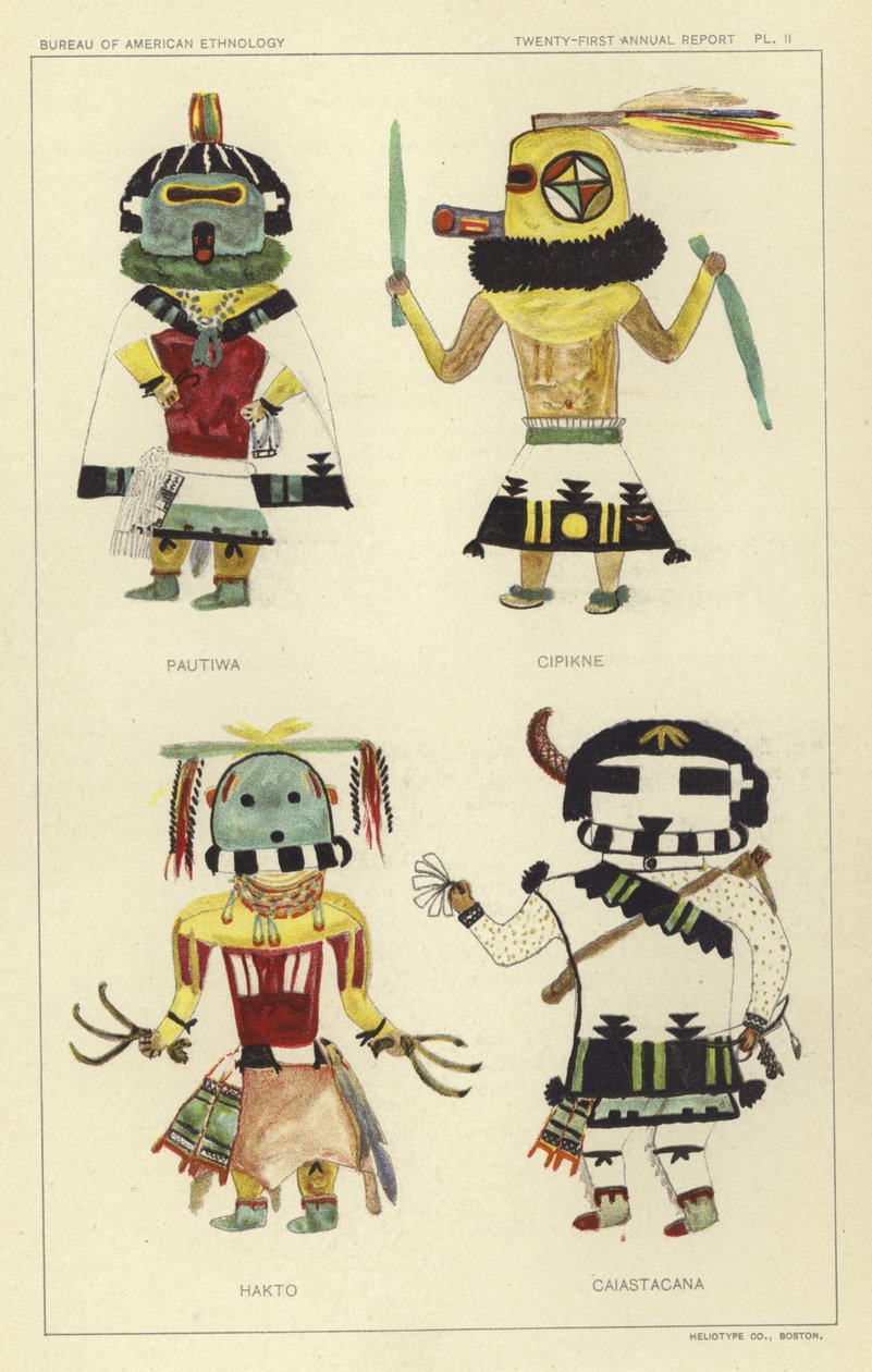 Pautiwa, Cipikne, Hakto, Caiastacana (kleurenlitho) door American School