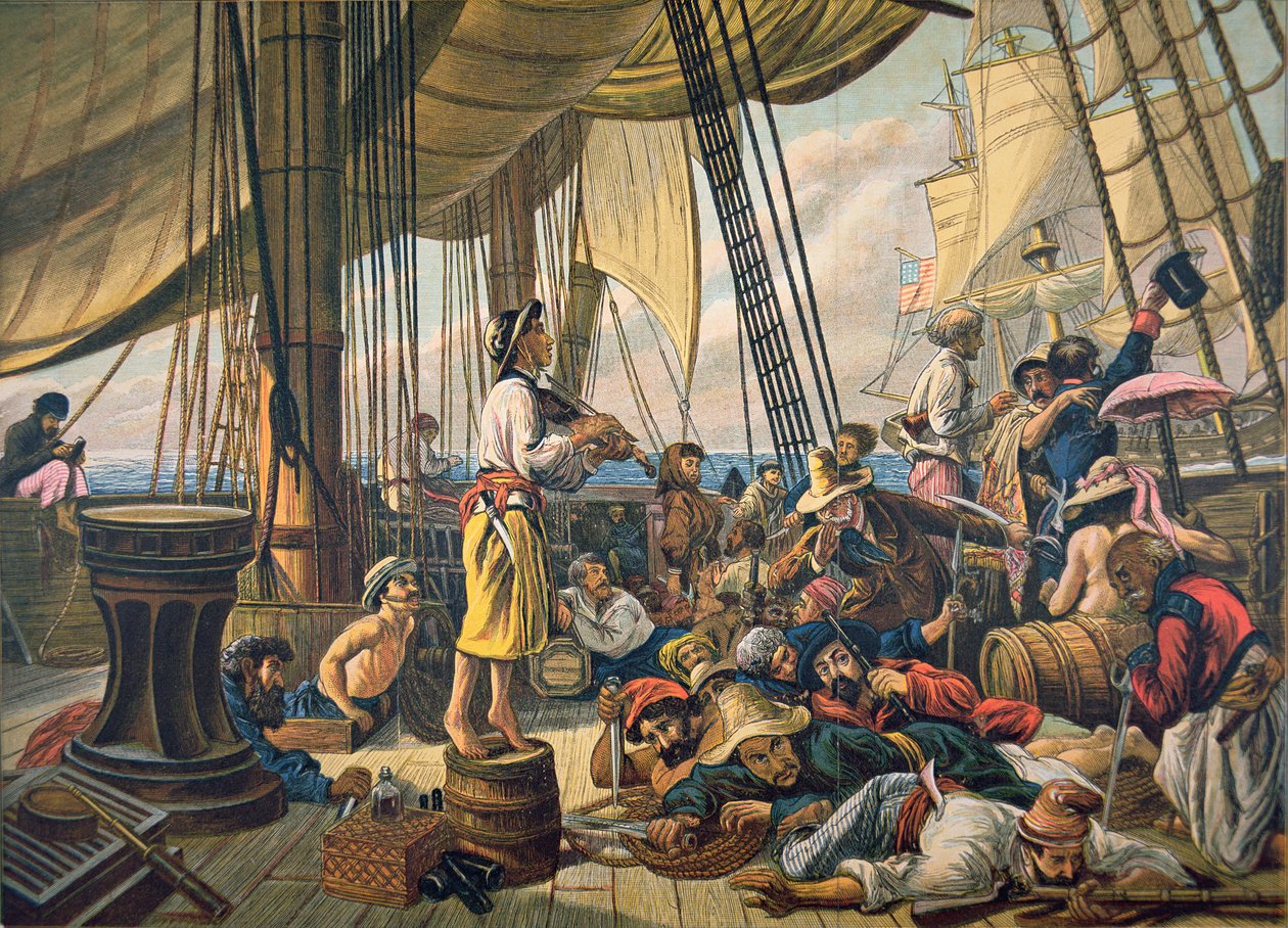Piraten proberen een schip van de Amerikaanse marine te misleiden door ...