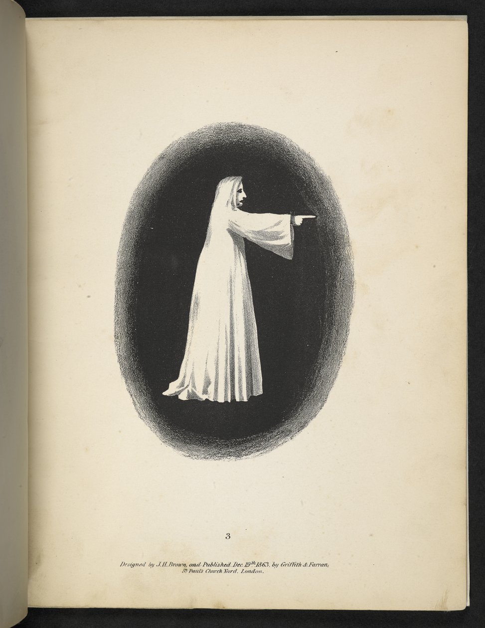 Plaat 3. Een geest in het wit. Spectropia; of, Verrassende spectrale illusies die overal geesten tonen, en van elke kleur, enz. ser. 1. J.H. Brown 1864 door American School