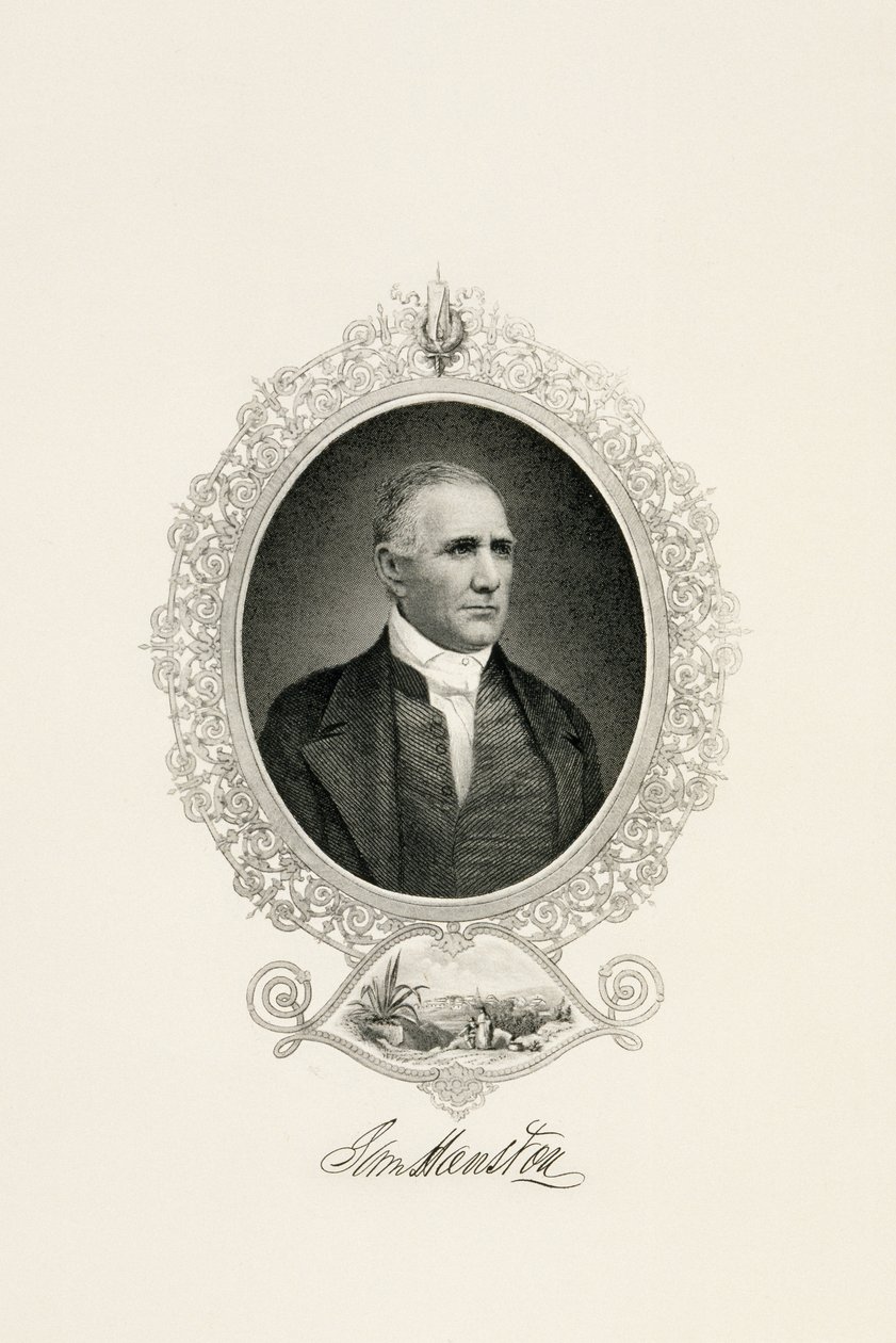 Portret van Sam Houston met een stadsgezicht, ca. 1855-ca. 1860 door American School