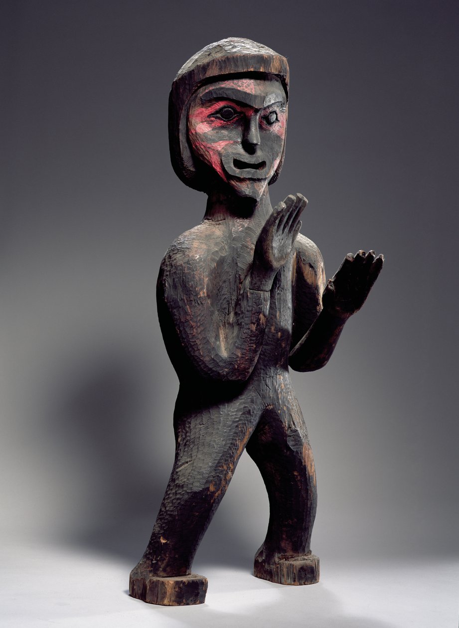 Potlatch-figuur (beschilderd hout) door American School