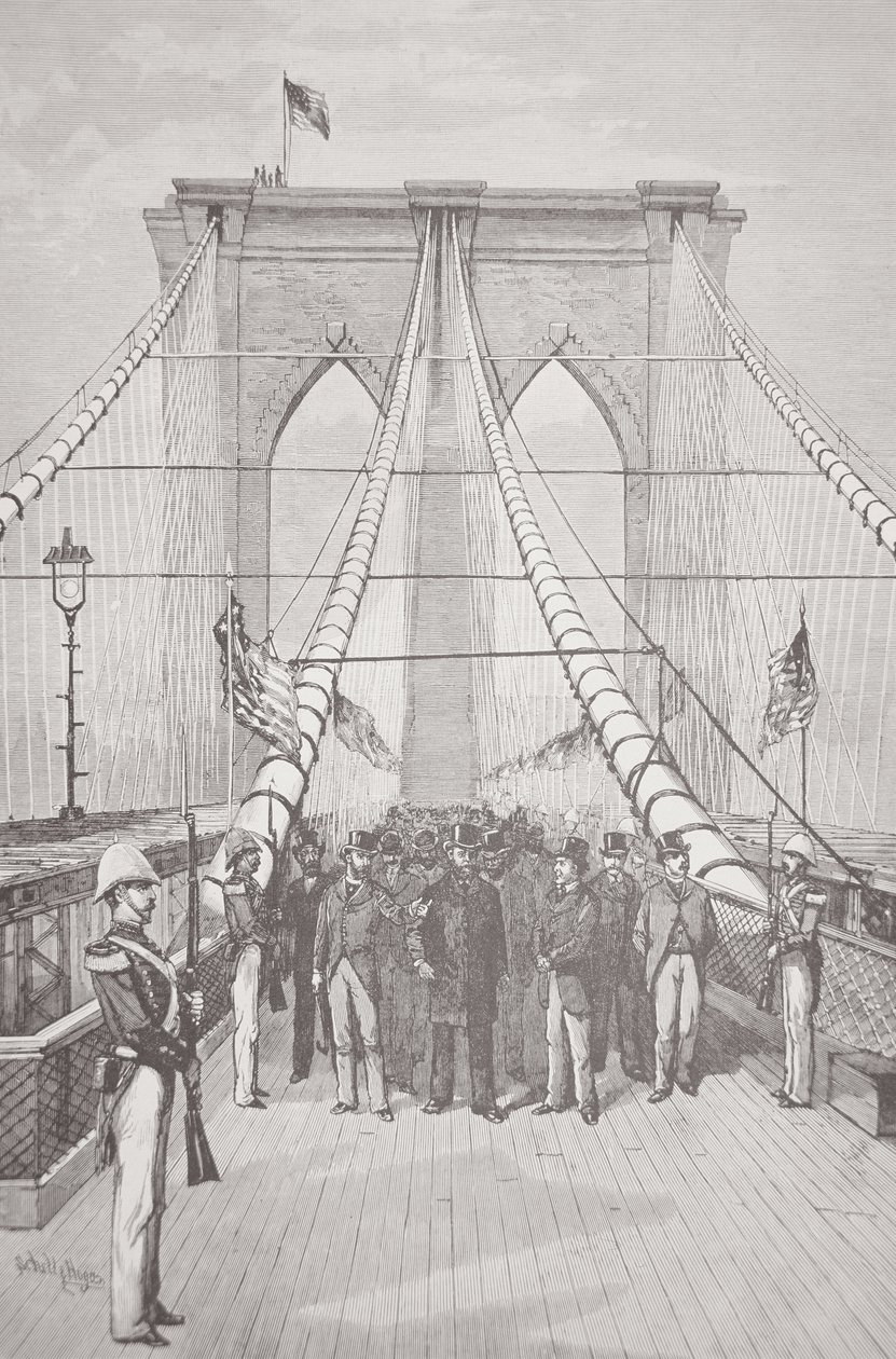 President Chester A. Arthur bij de openingsceremonie van de nieuwe Brooklyn Bridge, 24 mei 1883 door American School