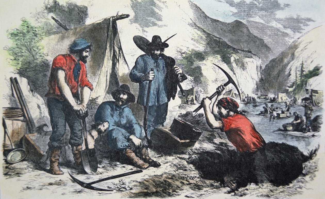 Prospectors tijdens de Californische Gold Rush van 1849 door American School