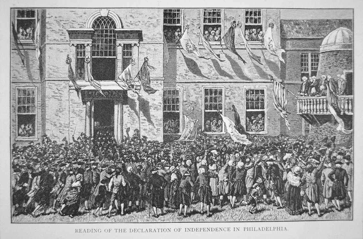 Het voorlezen van de Onafhankelijkheidsverklaring aan de burgers van Philadelphia, 8 juli 1776 door American School