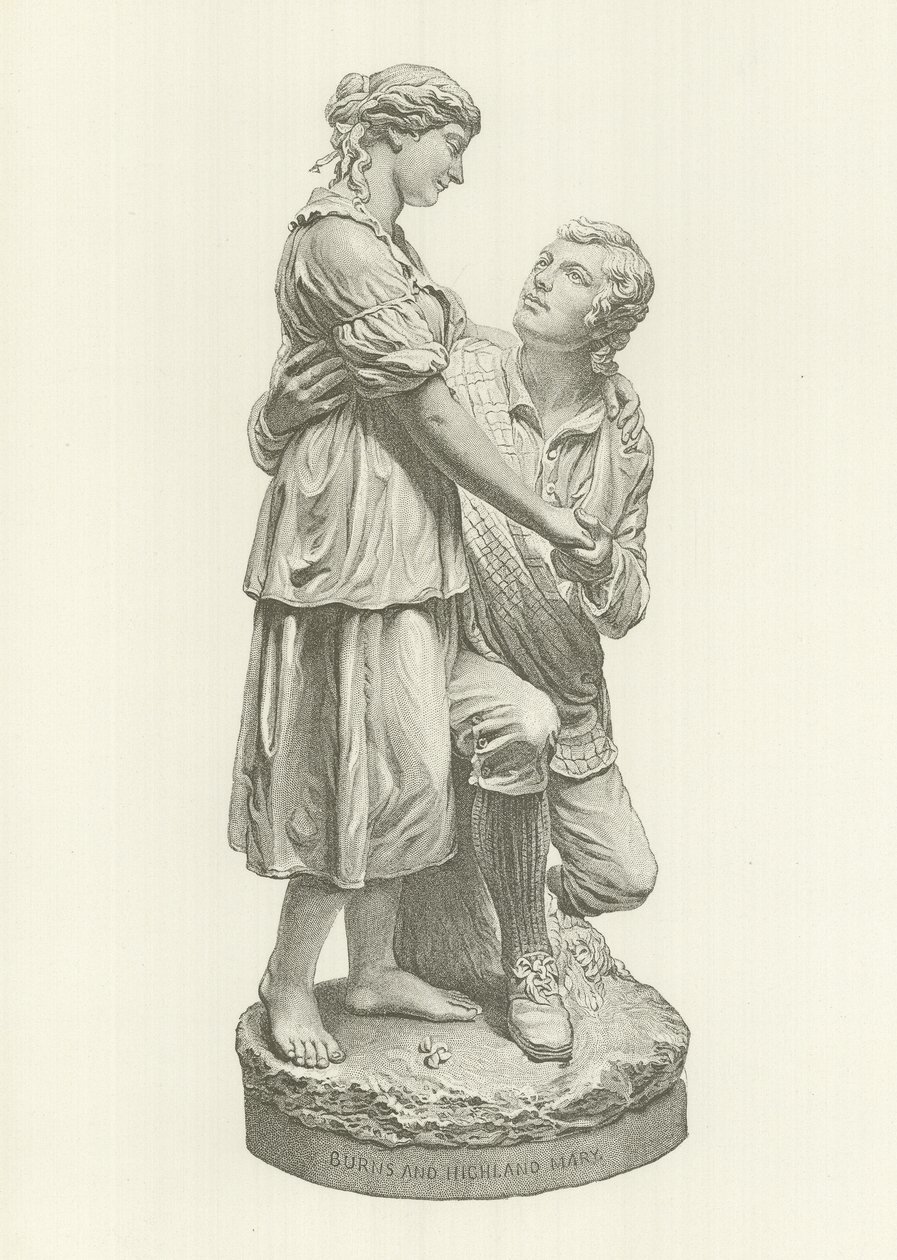 Robert Burns en Highland Mary (gravure) door American School