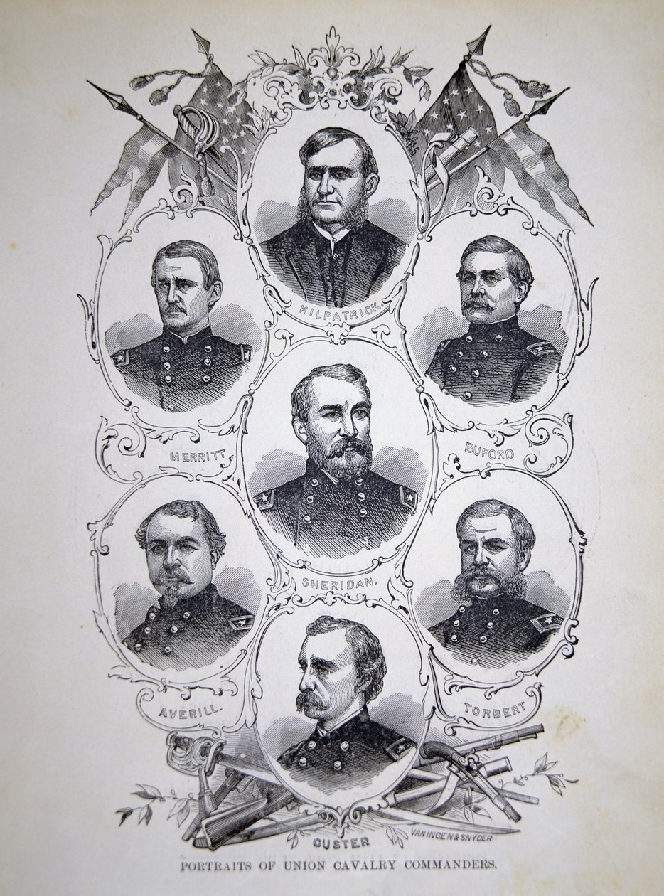 Zeven portretten van prominente cavaleriecommandanten van het Unie Leger door American School