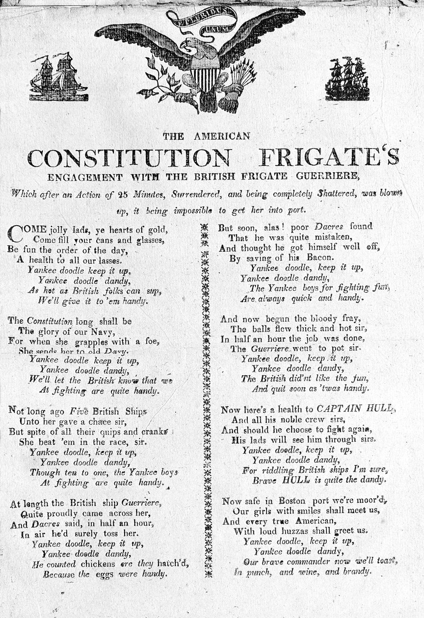 Het gevecht van de Amerikaanse Constitution fregatten met het Britse fregat Guerriere door American School
