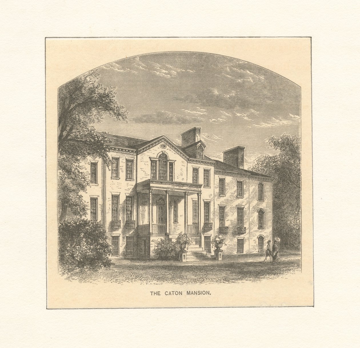 Het Caton herenhuis, c.1870 (gravure) door American School