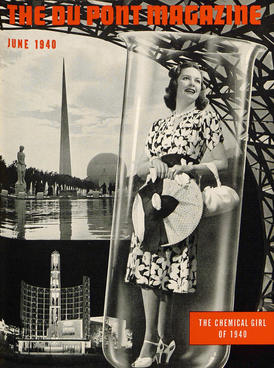 Het Chemische Meisje, voorpagina van het DuPont Magazine, juni 1940 door American School