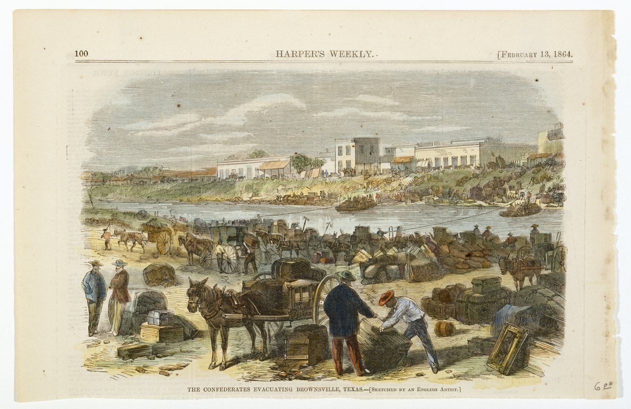 De Confederates Evacueren Brownsville, Texas, ca. 1864 door American School