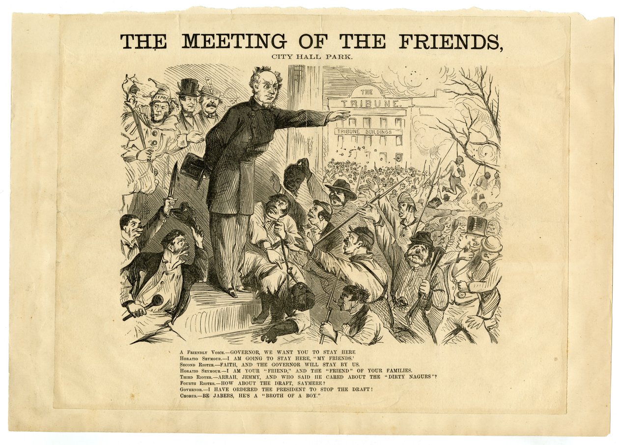 De ontmoeting van de vrienden, City Hall Park, 1863 door American School