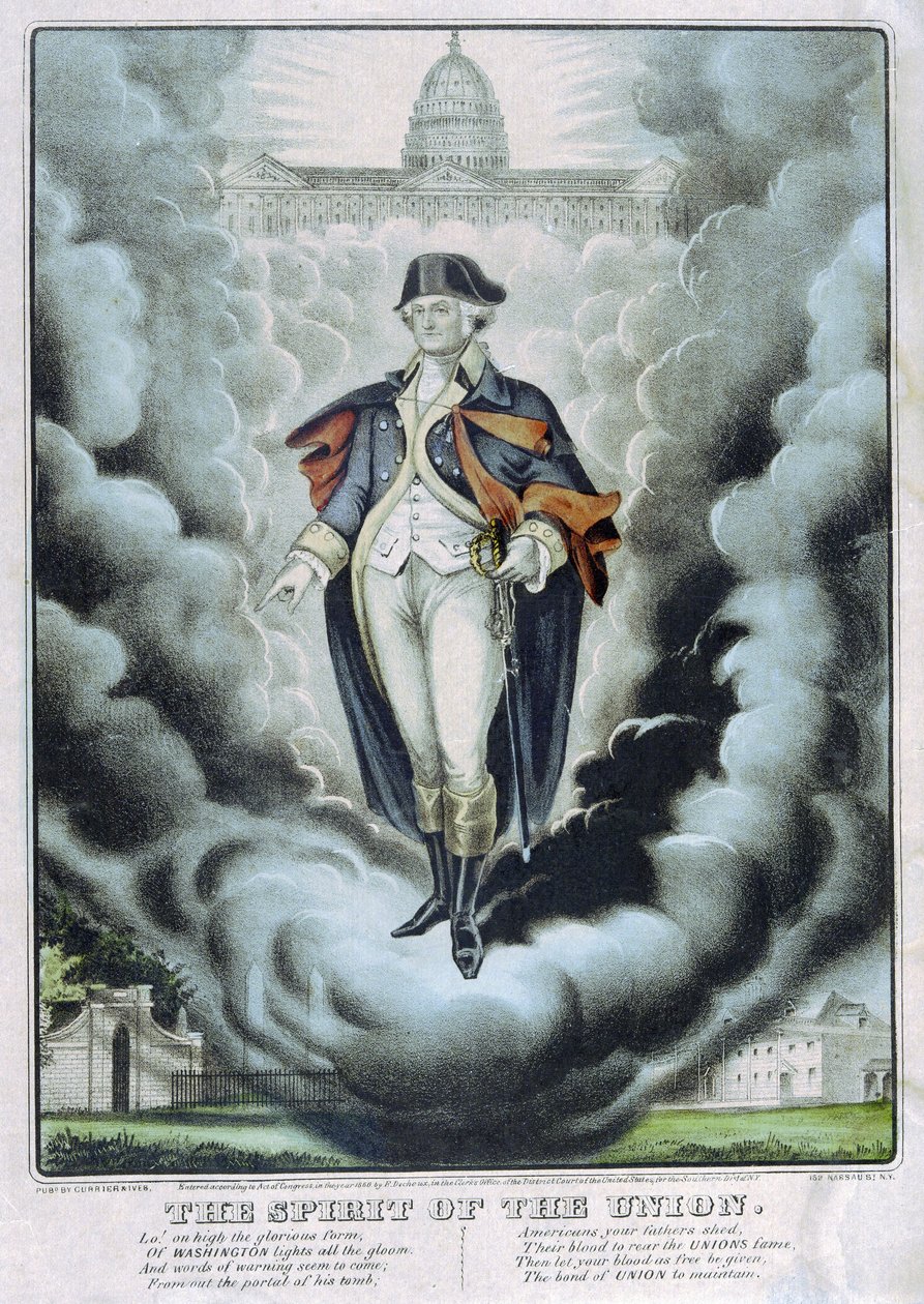 De geest van de Unie, pub. 1860 (kleurenlitho) door American School