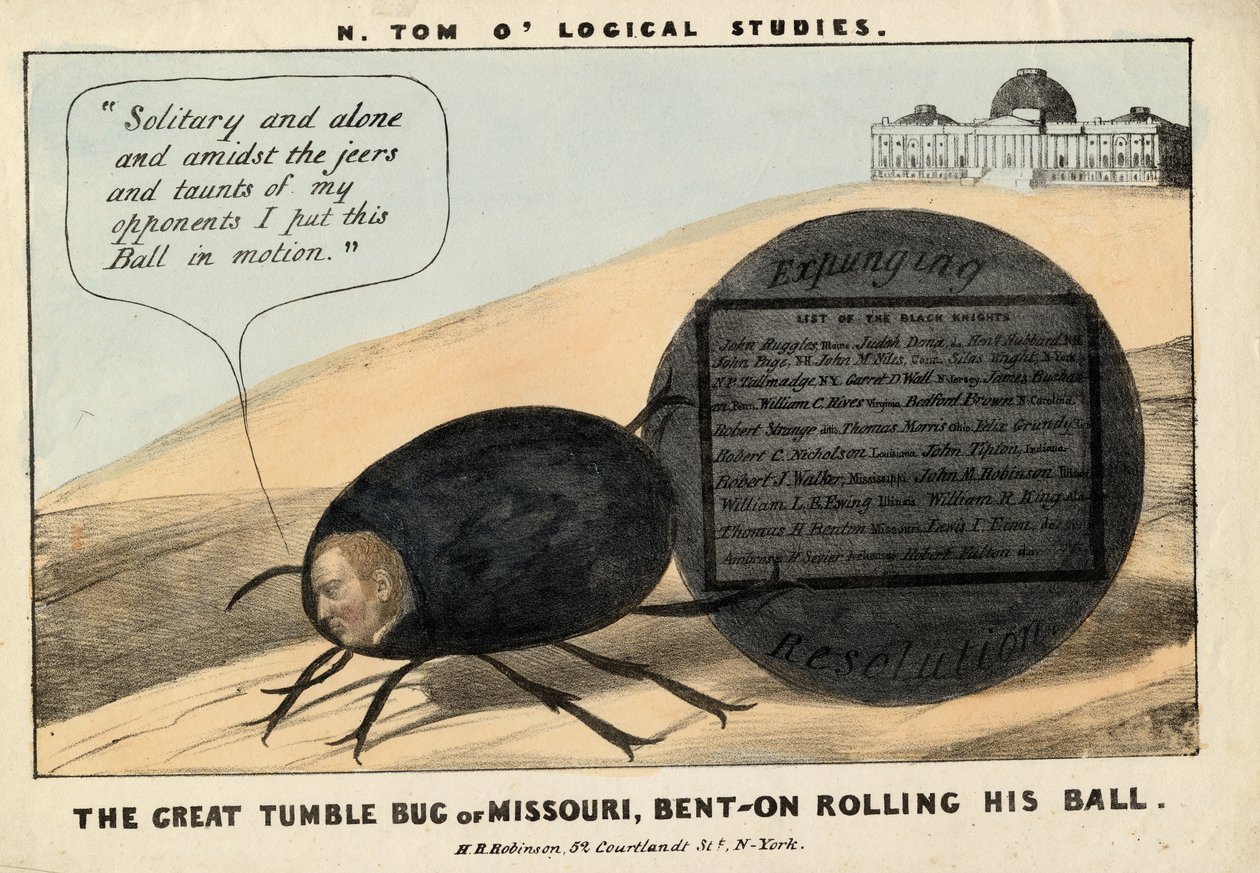 De grote mestkever van Missouri: Benton rolt zijn bal, 1837 door American School