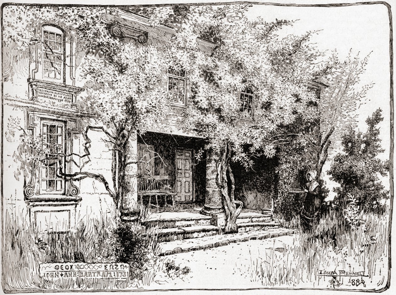 Het huis van John Bartram nabij Philadelphia, uit 