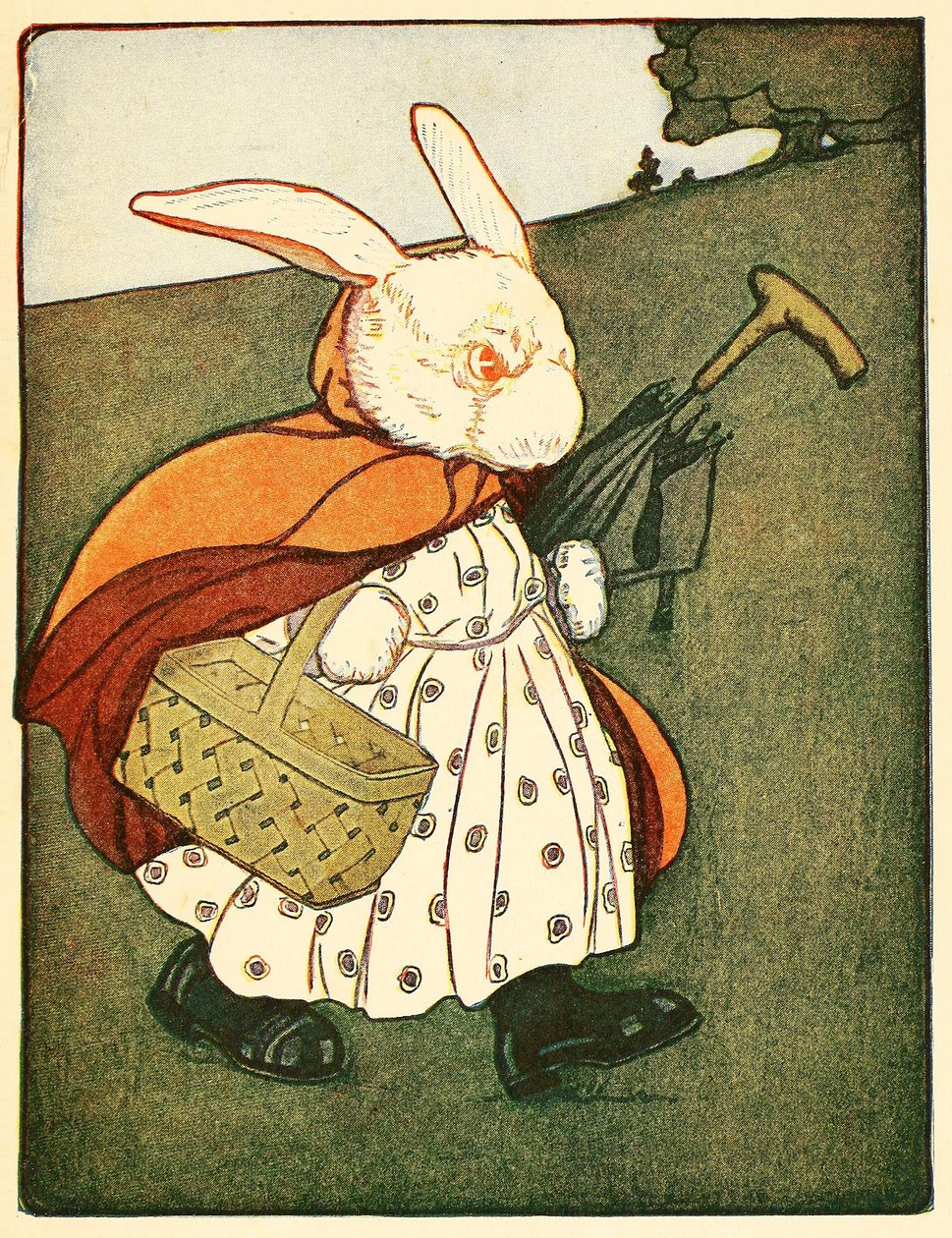 Toen oude mevrouw Konijn ... ging door het bos naar de bakker, uit Het Verhaal van Peter Rabbit, 1916 door American School