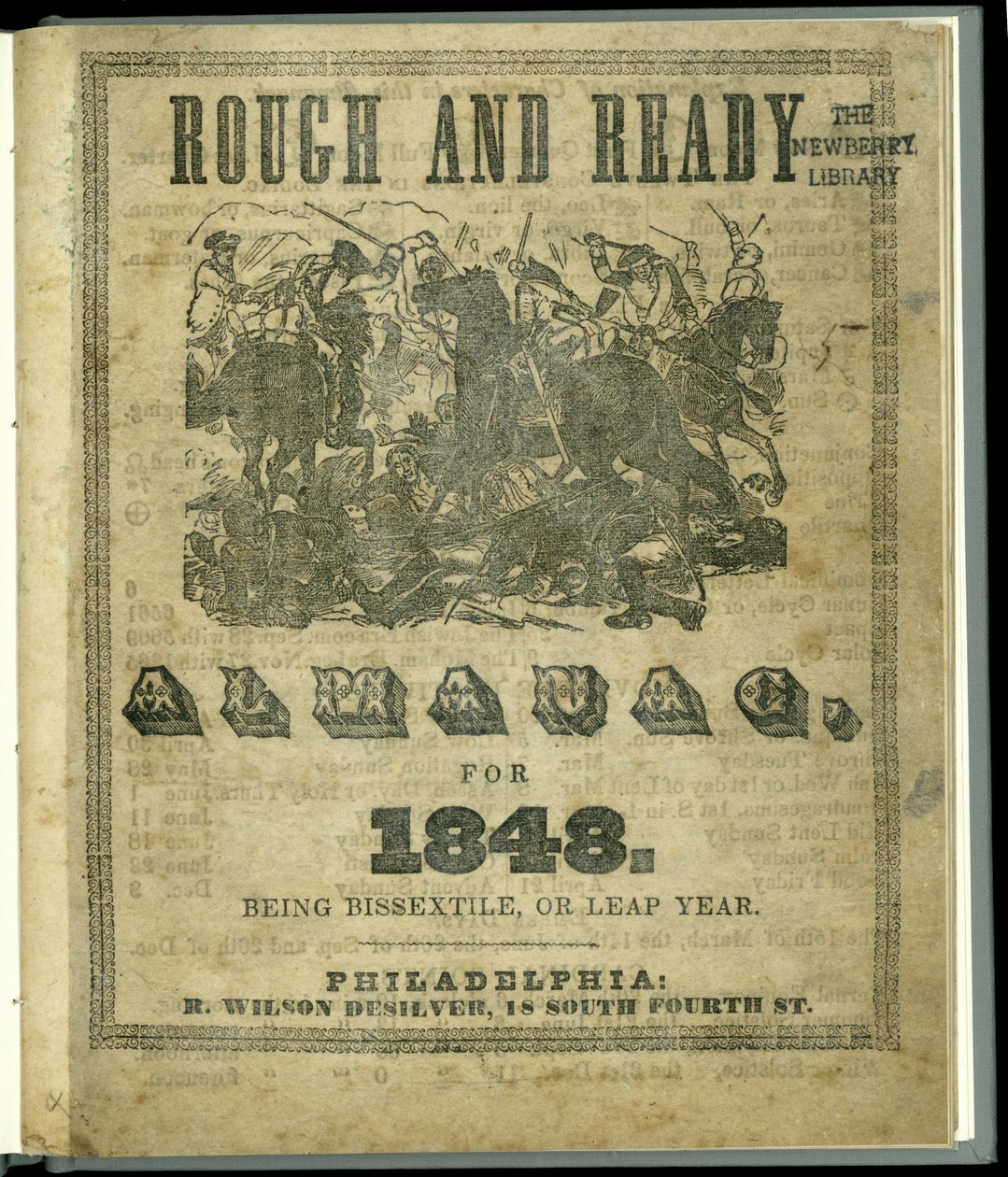 Titelpagina van de Rough and Ready Almanak voor 1848, gepubliceerd in 1847 door American School