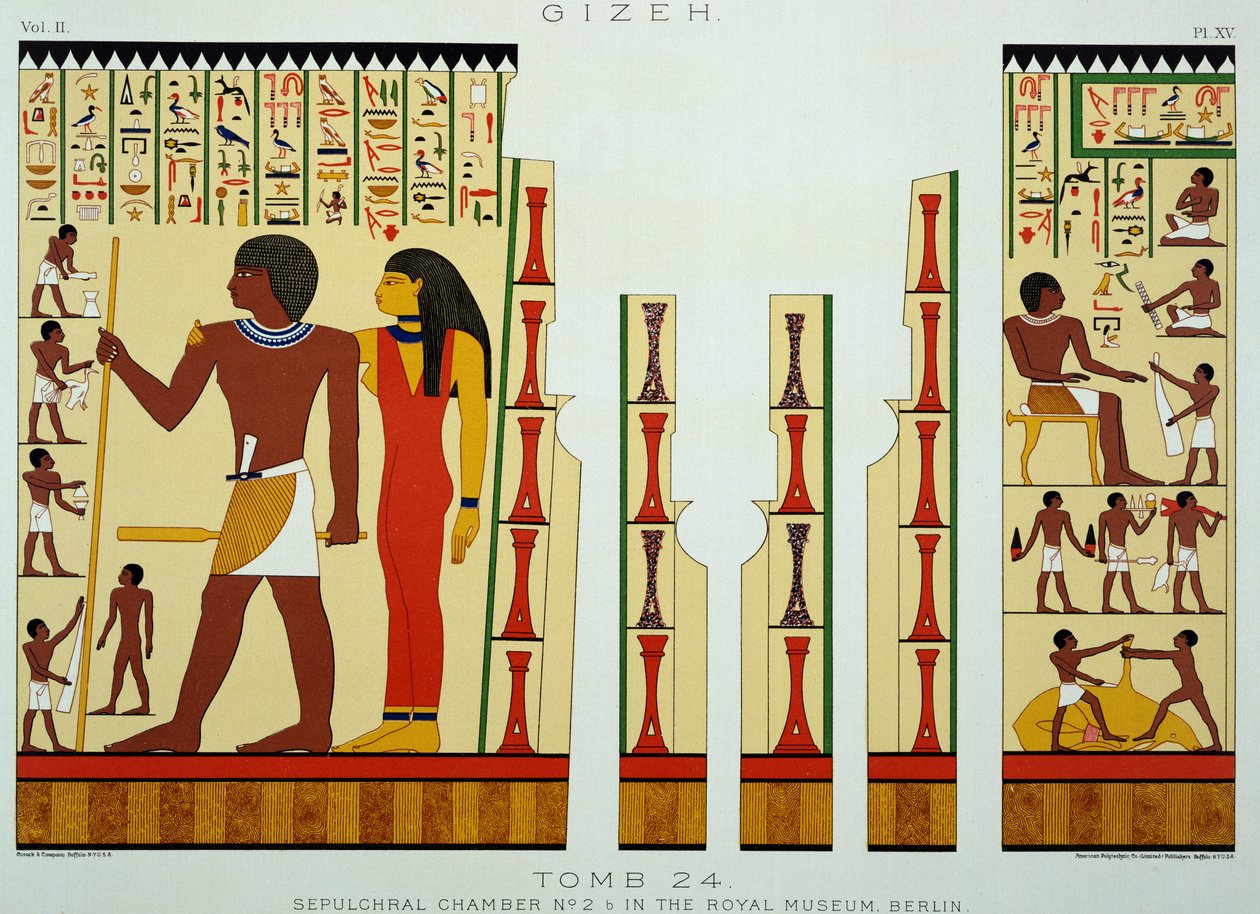 Graf 24, Grafkamer Nr. 2, uit Gizeh, Volume II, plaat XV uit Oud Egypte door Samuel Augustus Binion, gepubliceerd 1887 door American School