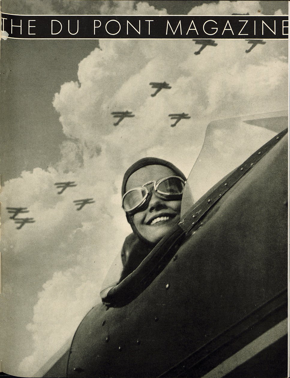 Vleugels in de lucht, voorpagina van het DuPont Magazine, mei 1934 door American School