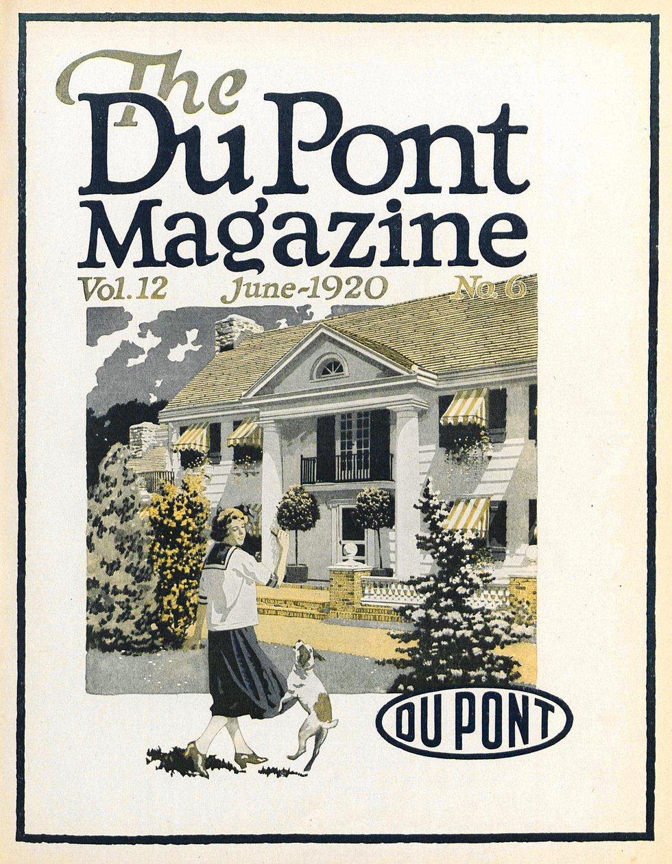 Vrouw en hond, vooromslag van het DuPont Magazine, juni 1920 door American School