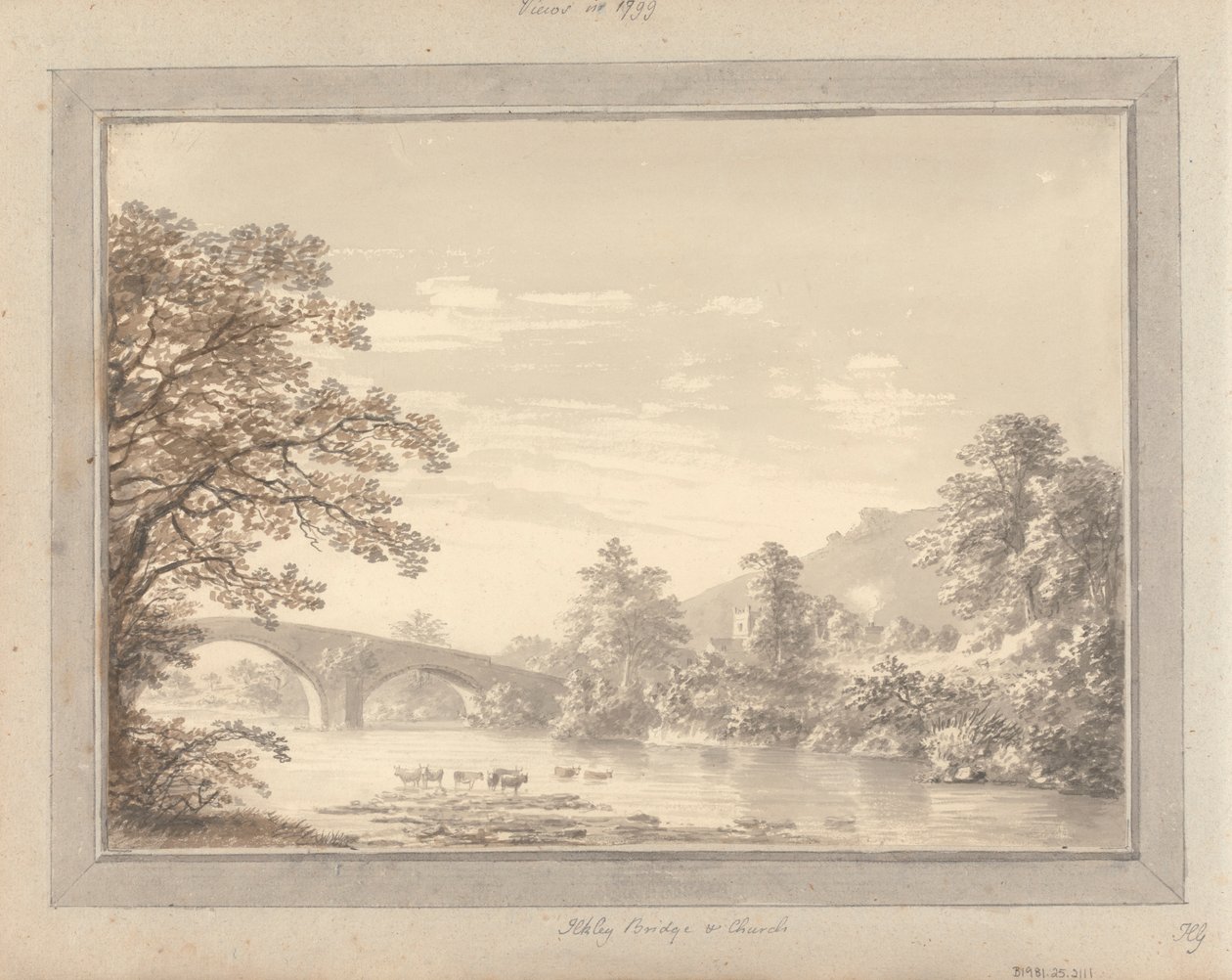 Uitzichten in Engeland, Schotland en Wales: Ilkley Bridge en Church door Amos Green