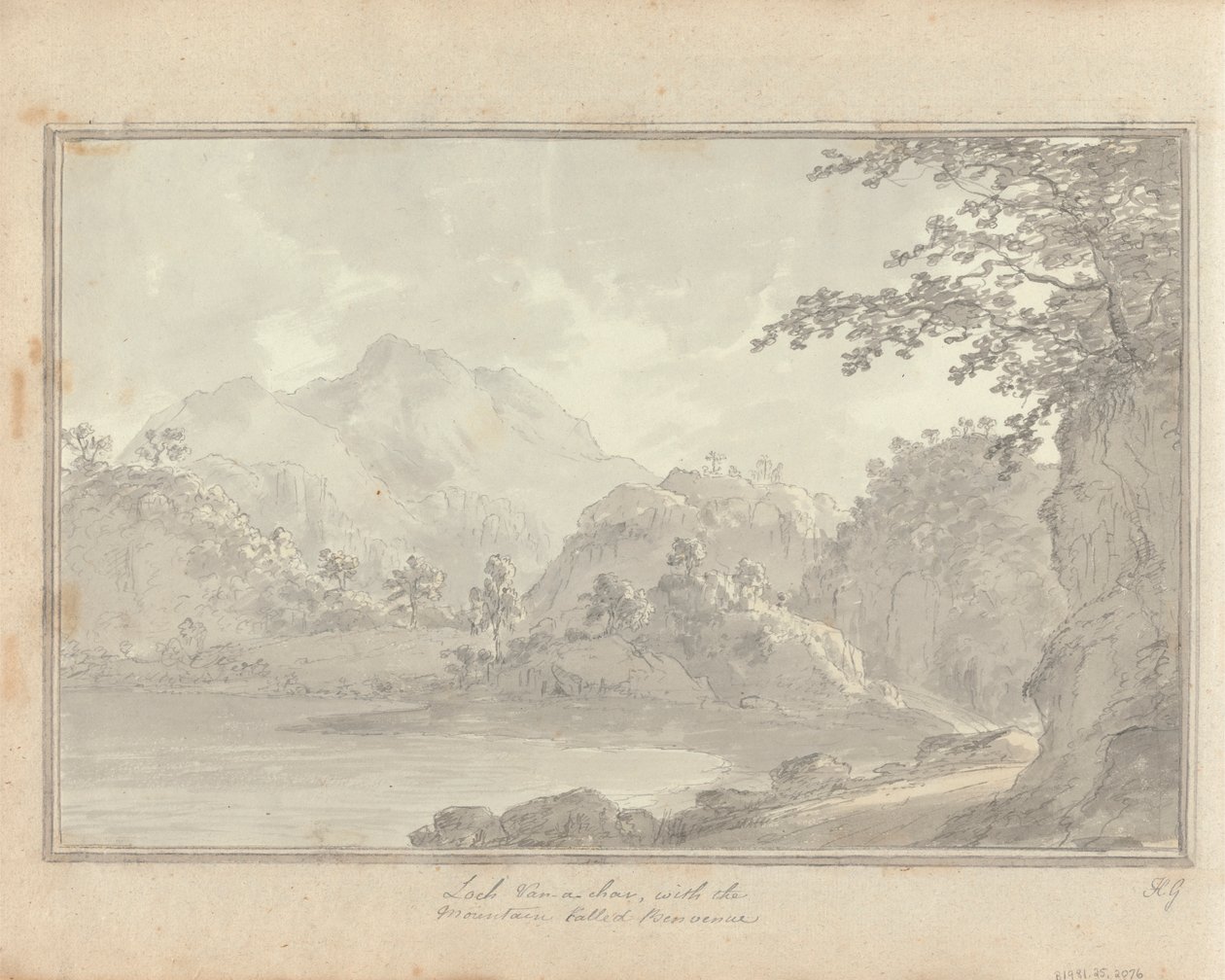 Uitzichten in Engeland, Schotland en Wales: Tour in Schotland; Loch van-a-char, met de berg genaamd Benvenue door Amos Green