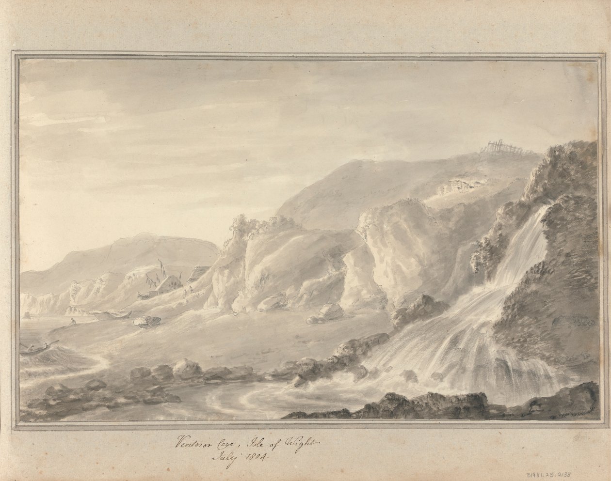 Uitzichten in Engeland, Schotland en Wales: Ventnor Cove, Isle of Wight, juli 1804 door Amos Green
