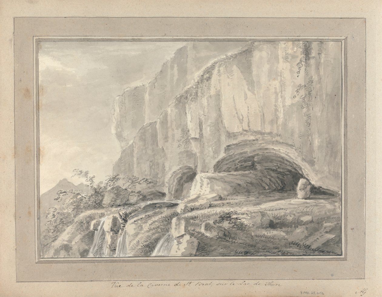 Uitzichten in Engeland, Schotland en Wales: Vue de la Caverne de St. Beat, sur le Lac De Thun door Amos Green