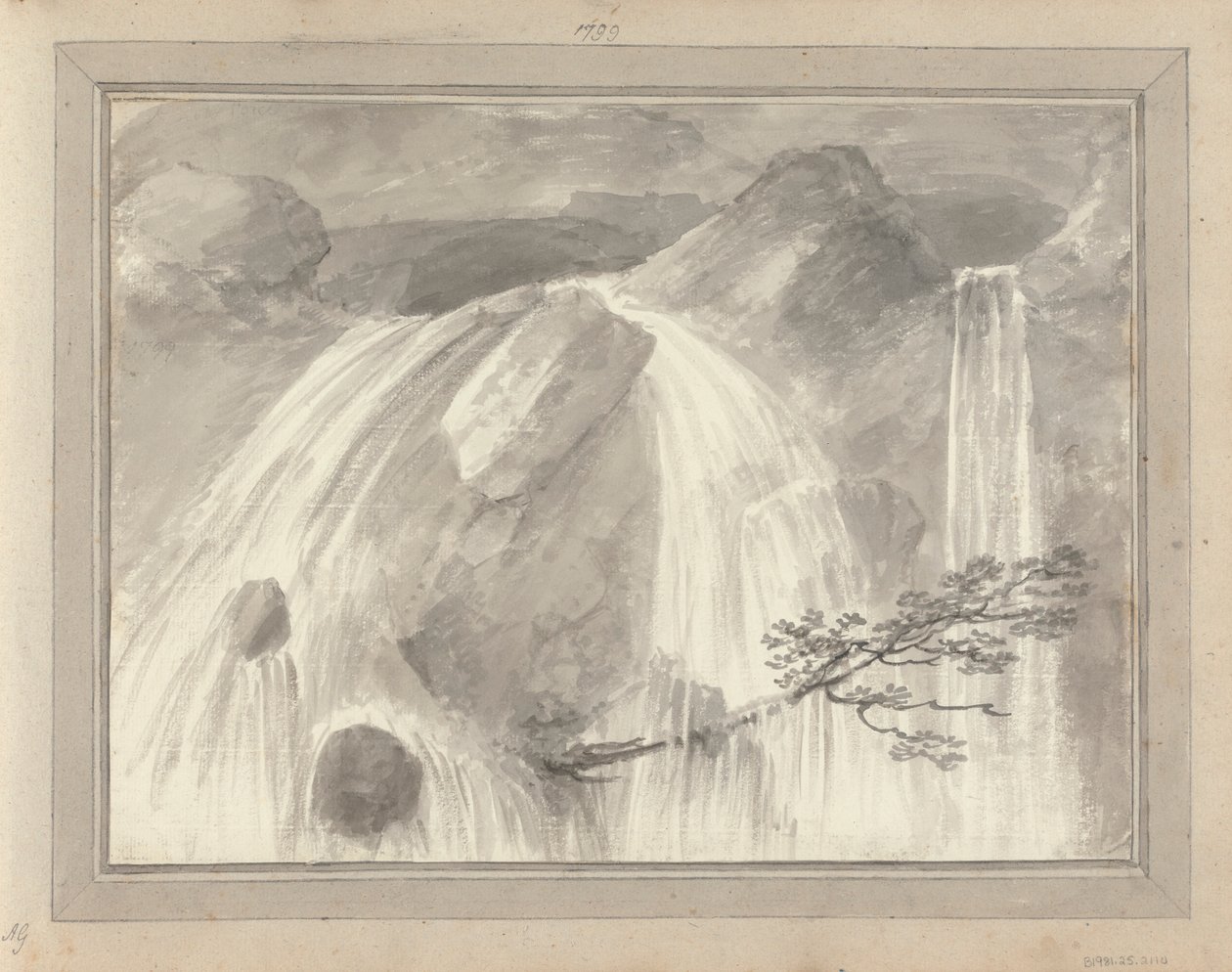 Uitzichten in Engeland, Schotland en Wales: Waterval, Uitzichten in 1799 door Amos Green
