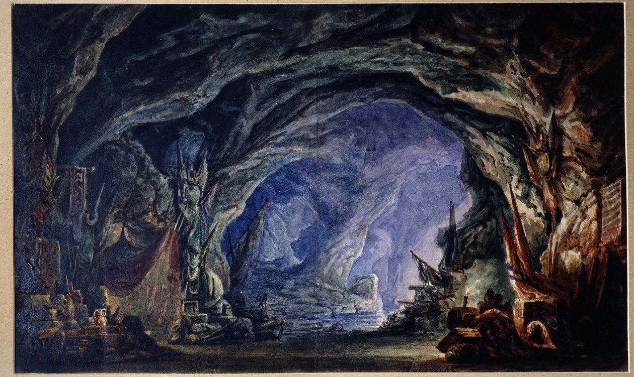 Decor voor het ballet Le Corsaire van Adolphe Adam door Anatoli Fedorovich Geltser