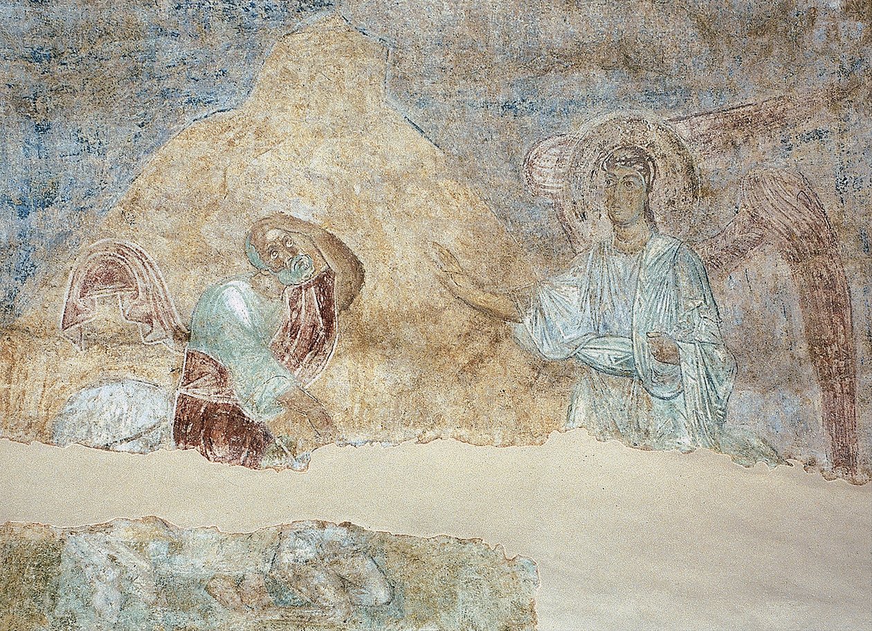 Bileam en de engel door Ancient Russian frescos