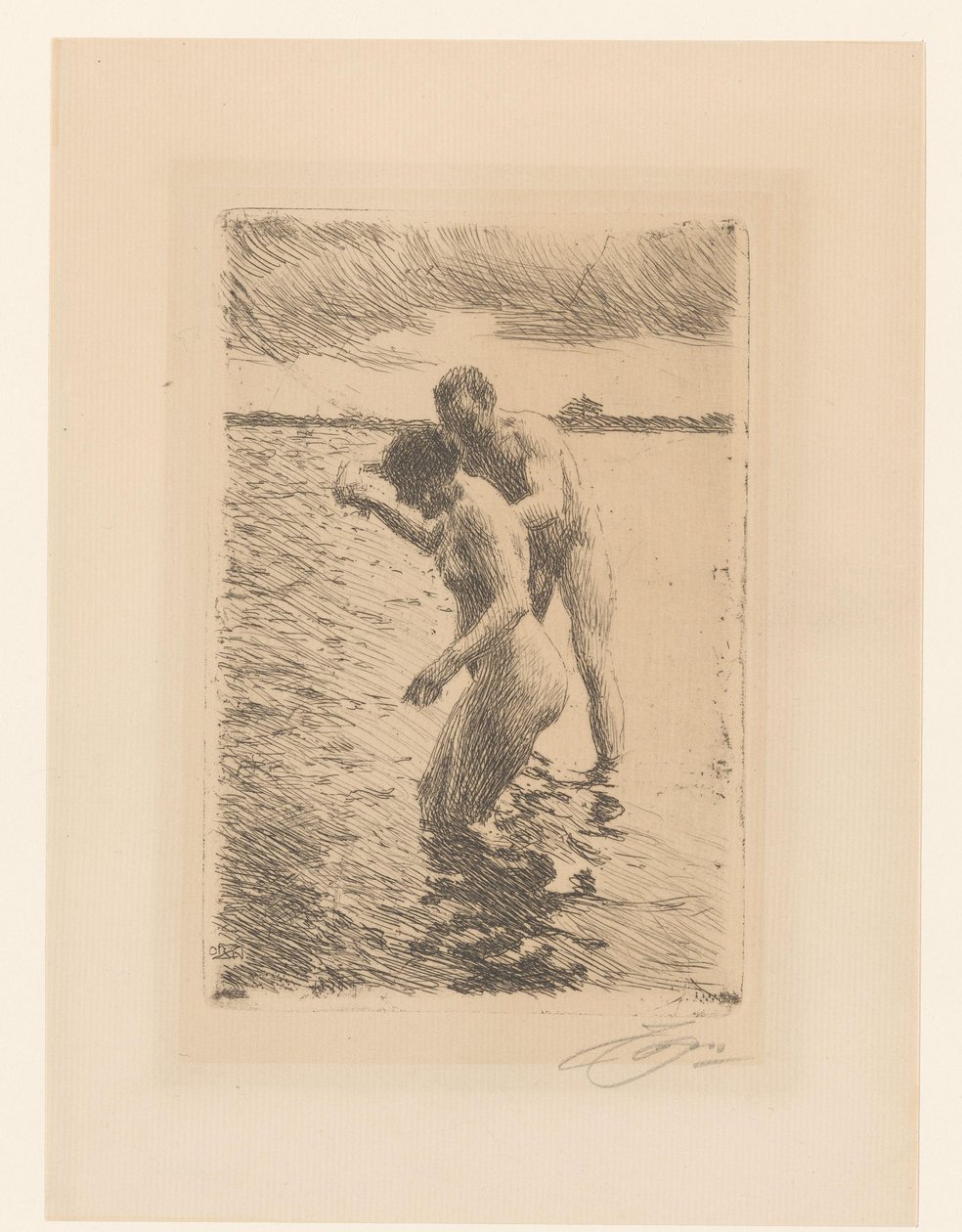 De loods door Anders Leonard Zorn (signed by artist)