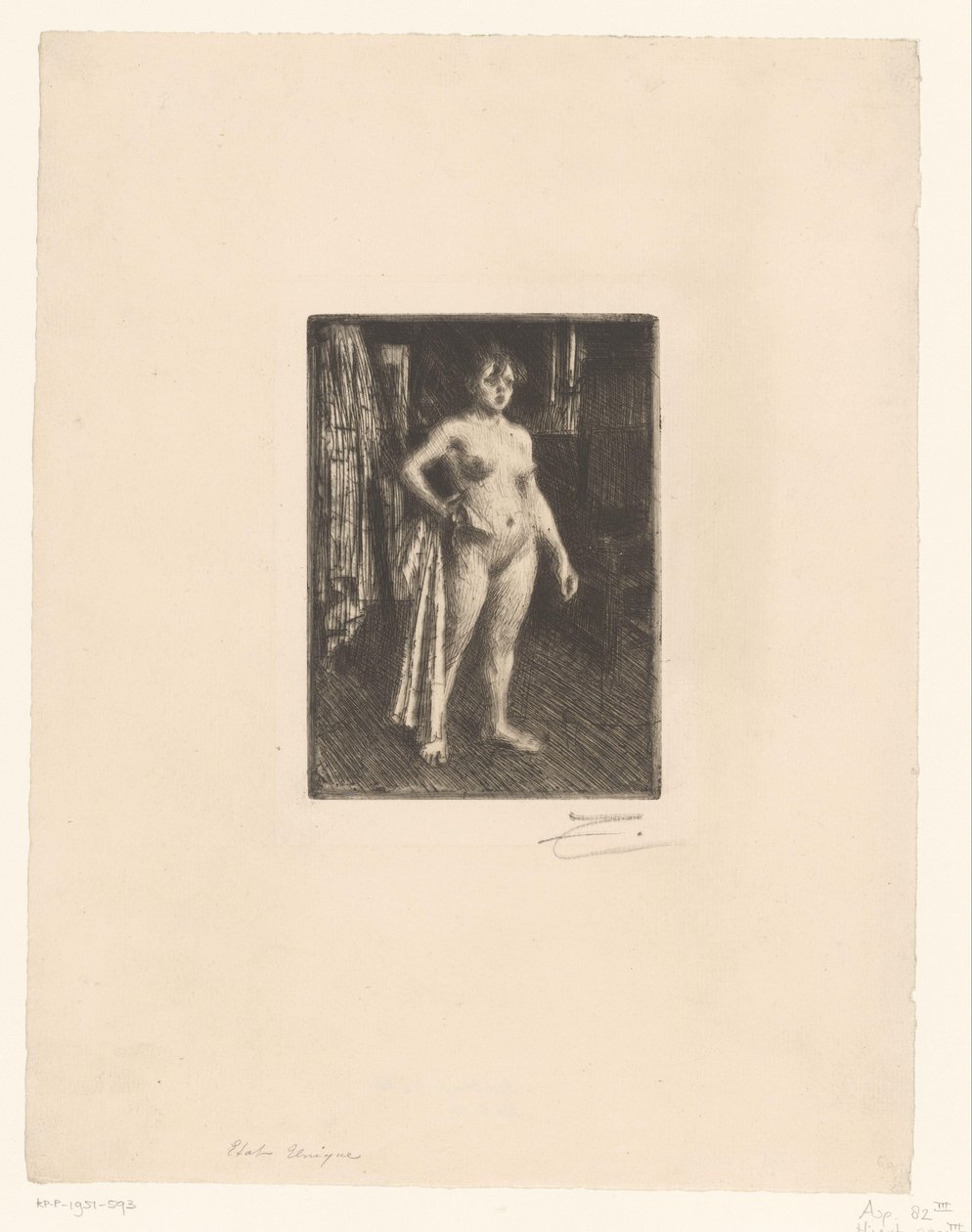 La Venus de la Vilette door Anders Leonard Zorn (signed by artist)