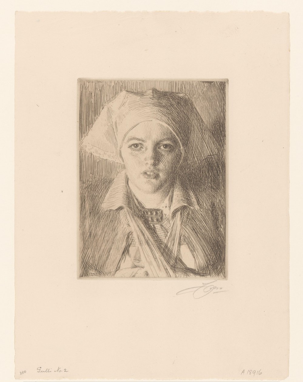 Portret van Gulli door Anders Leonard Zorn (signed by artist)