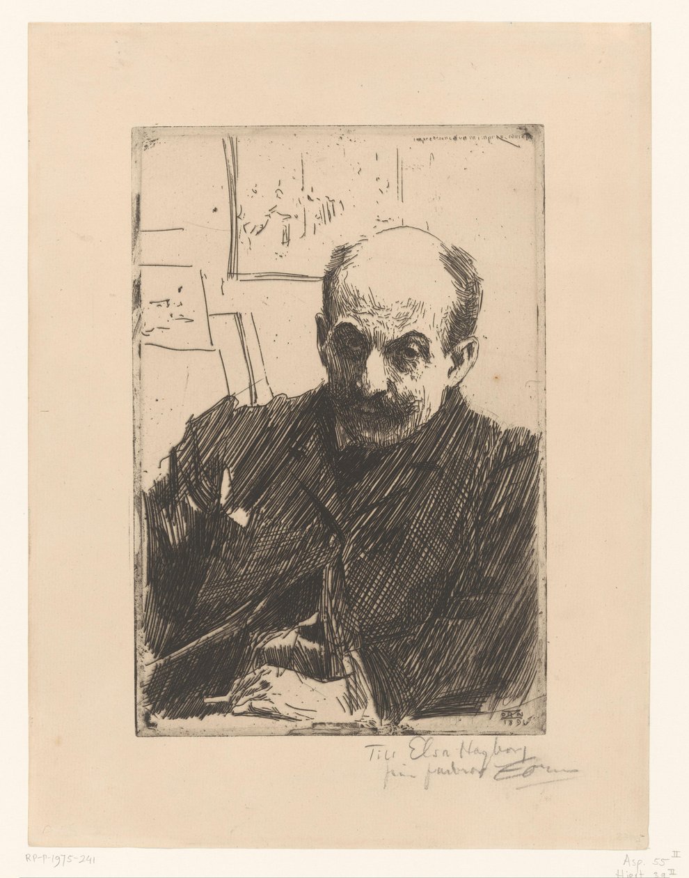 Portret van Max Liebermann door Anders Leonard Zorn (signed by artist)