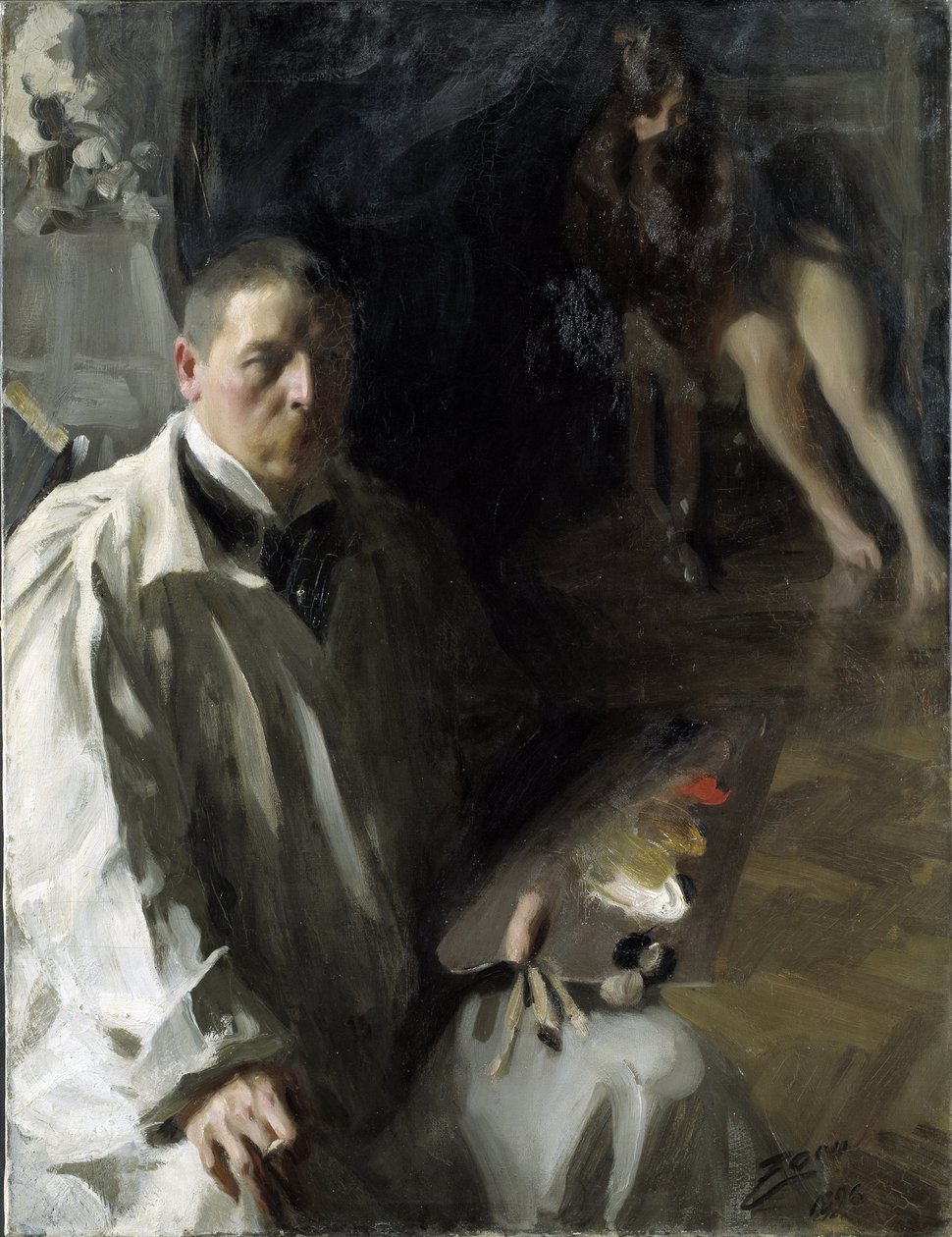 Zelfportret met model door Anders Leonard Zorn