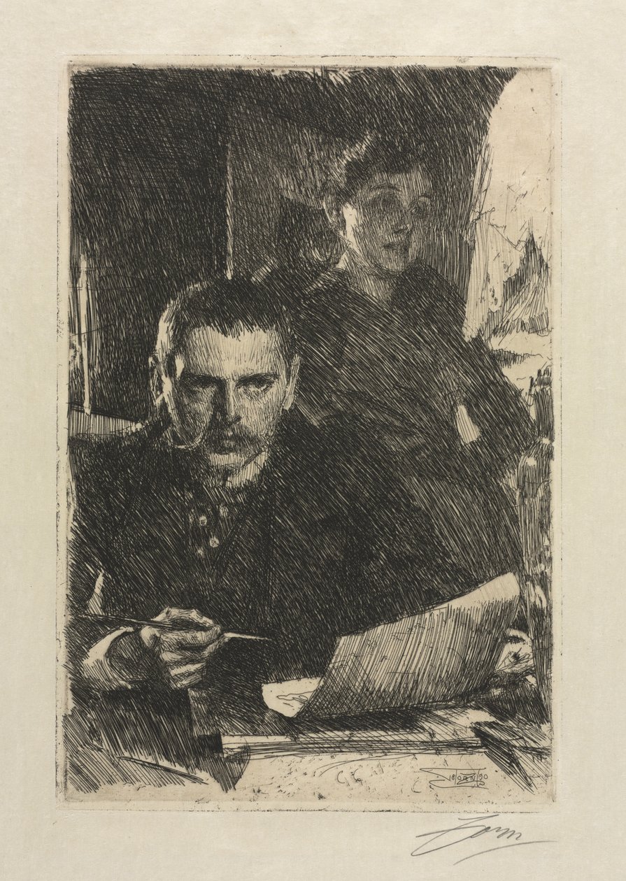 De kunstenaar en zijn vrouw, 1890 door Anders Leonard Zorn
