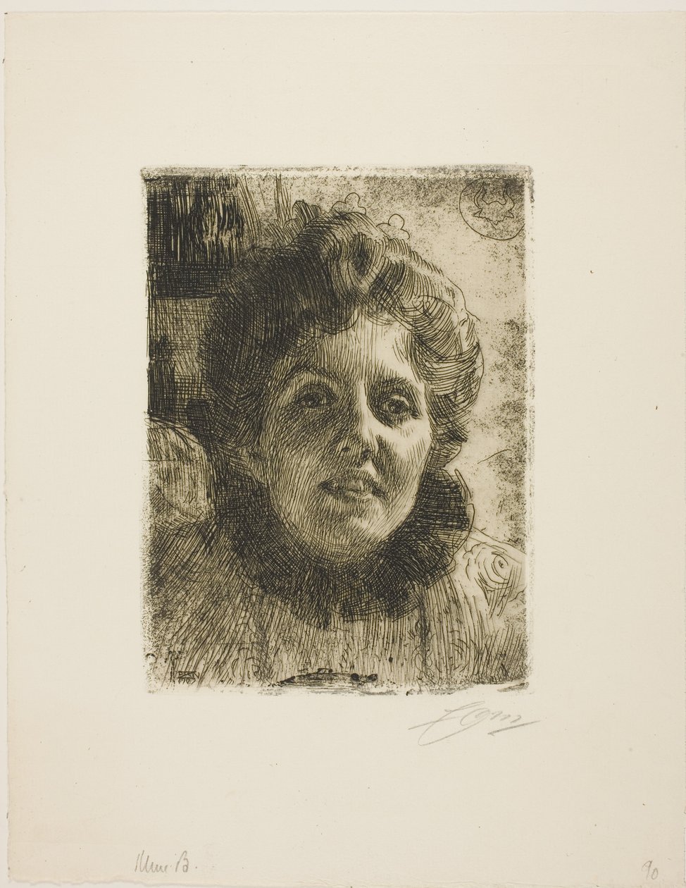 Aurore (mevrouw Aurore Klintberg, née Oxenstierna, hoofd) door Anders Zorn