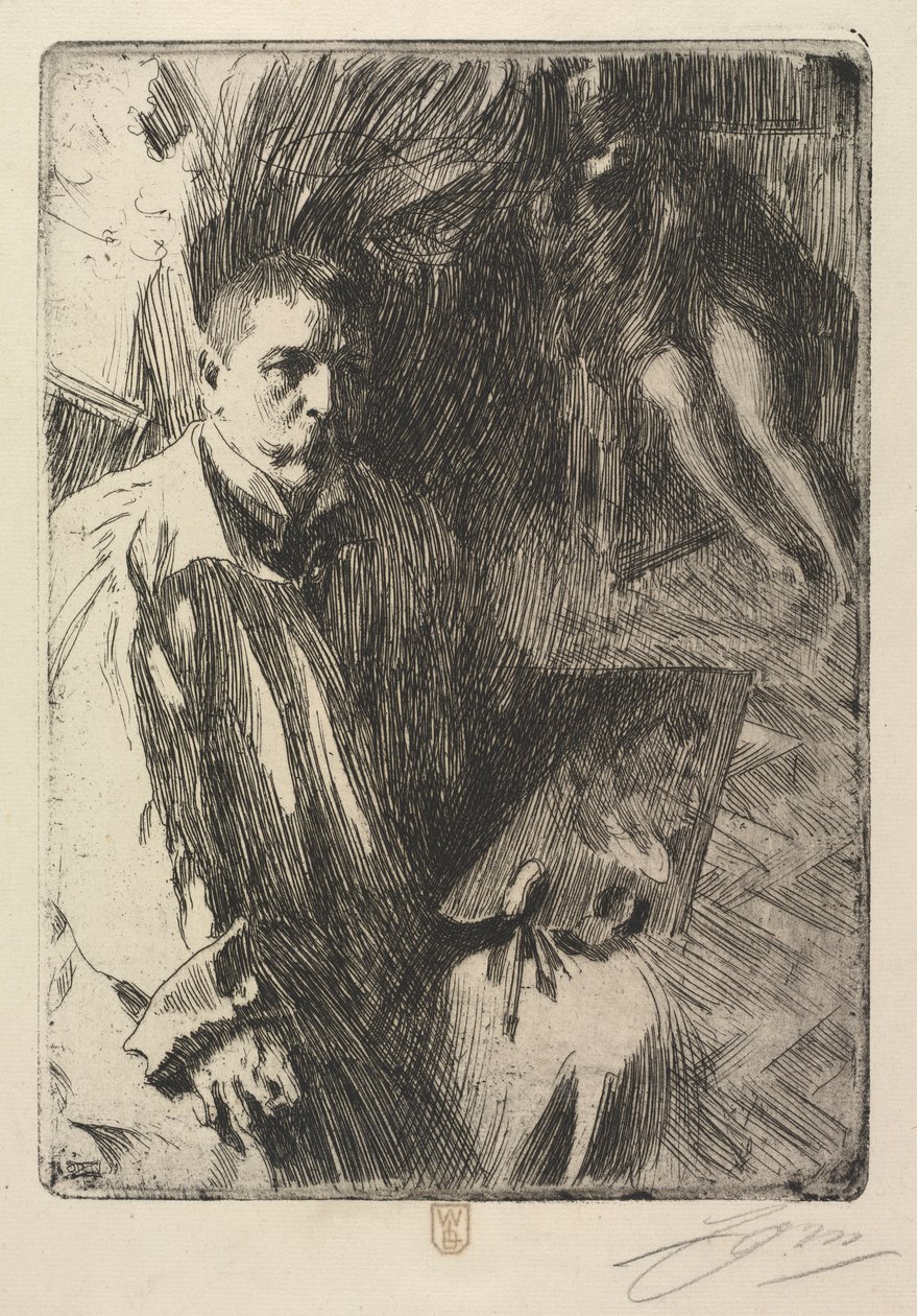 Portret van de kunstenaar en zijn model door Anders Leonard Zorn